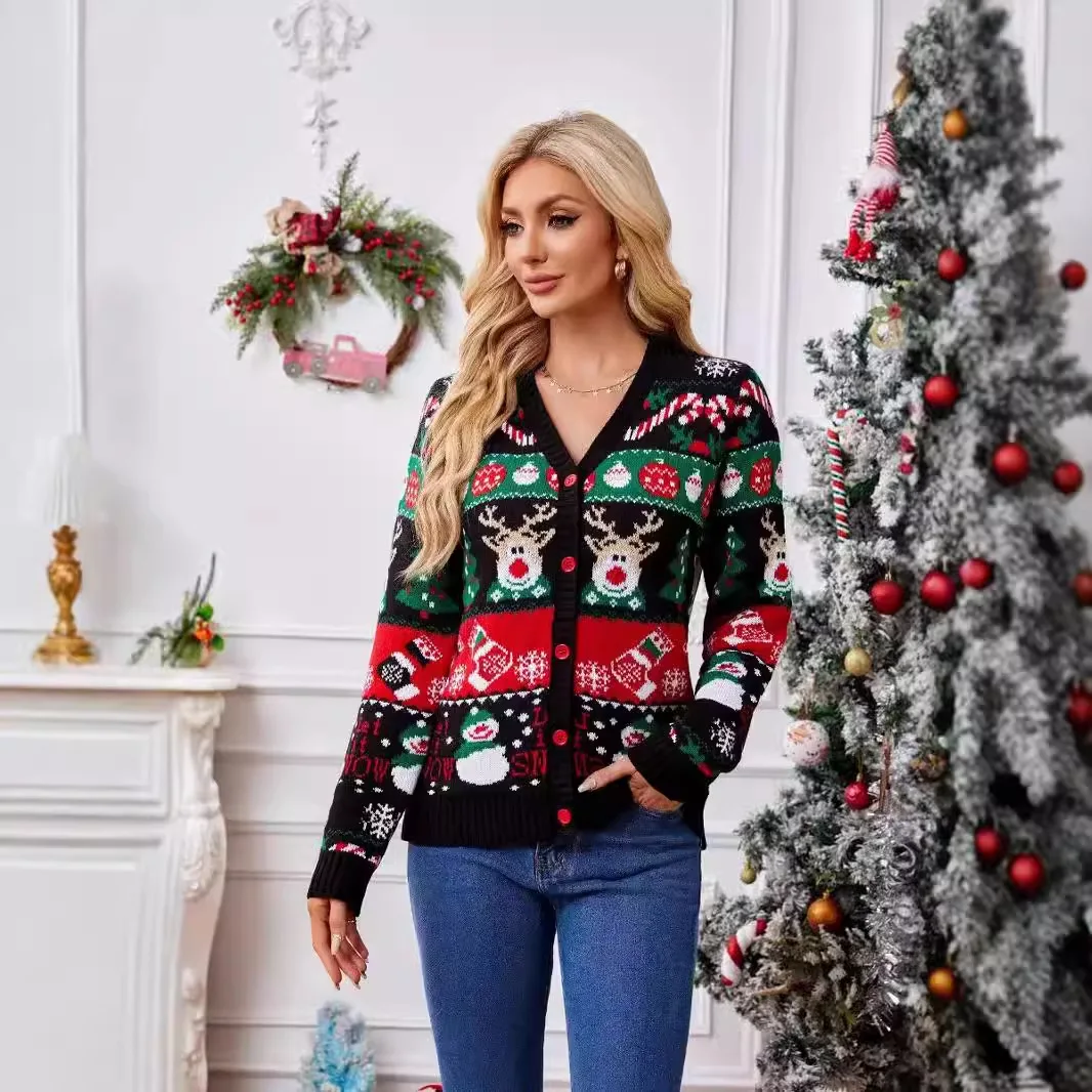 

Women's Autumn Winter Knitwear European American Style Outerwear Christmas Theme Spot Wholesale New Arrivals