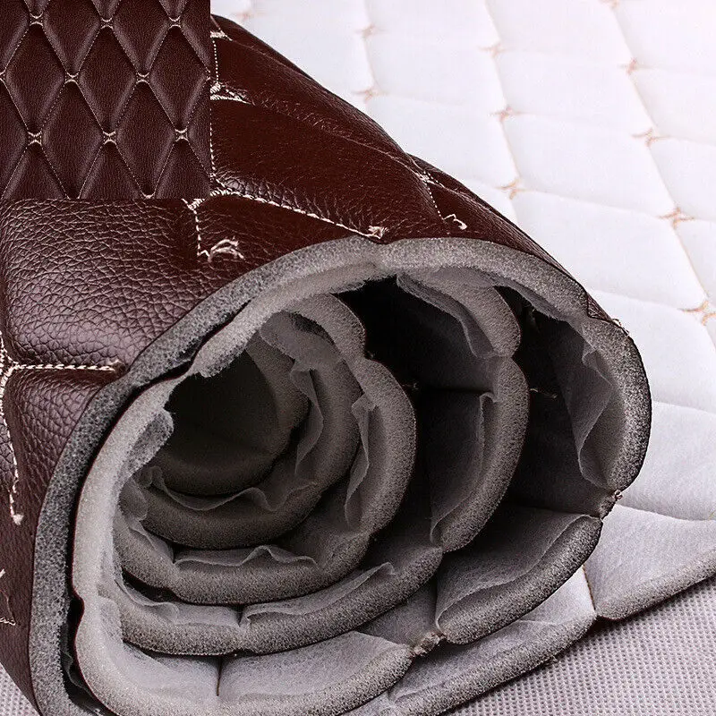 100x158cm Faux Leather Fabric Sponge Quilted Embroidered Car Interior Material Car Foot Pad Wall Sliding Door Decor pvc Fabrics