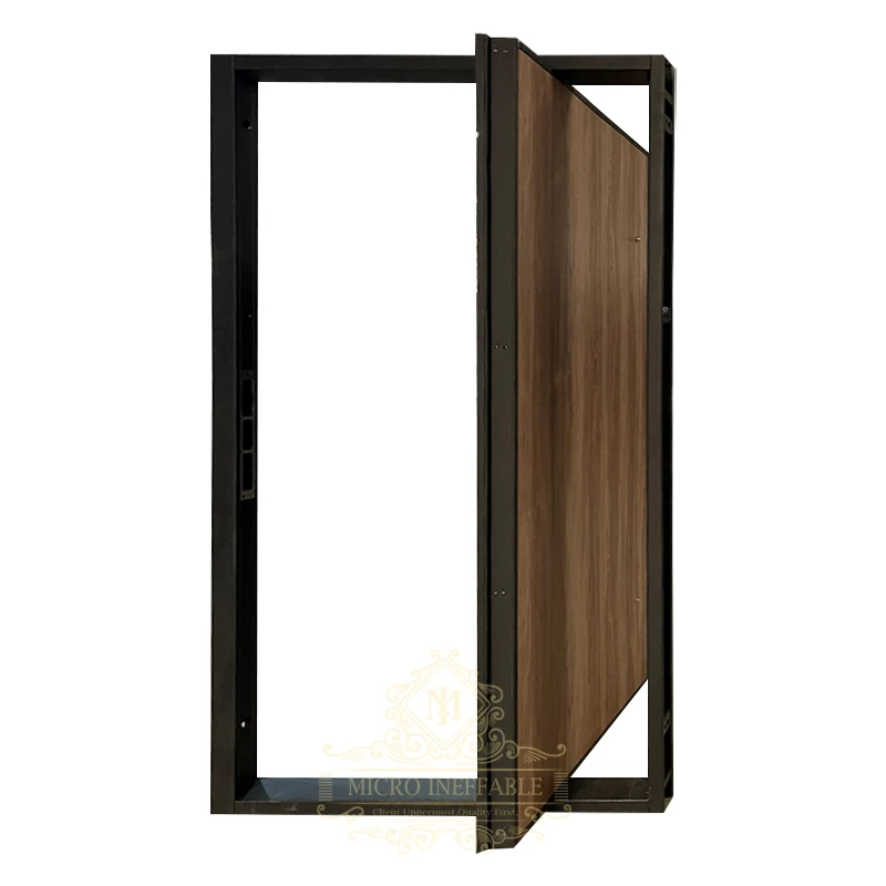 Puerta pivotante de aluminio, tamaño personalizado, diseño de lujo, puerta pivotante frontal, entrada Popular de eficiencia energética, color negro