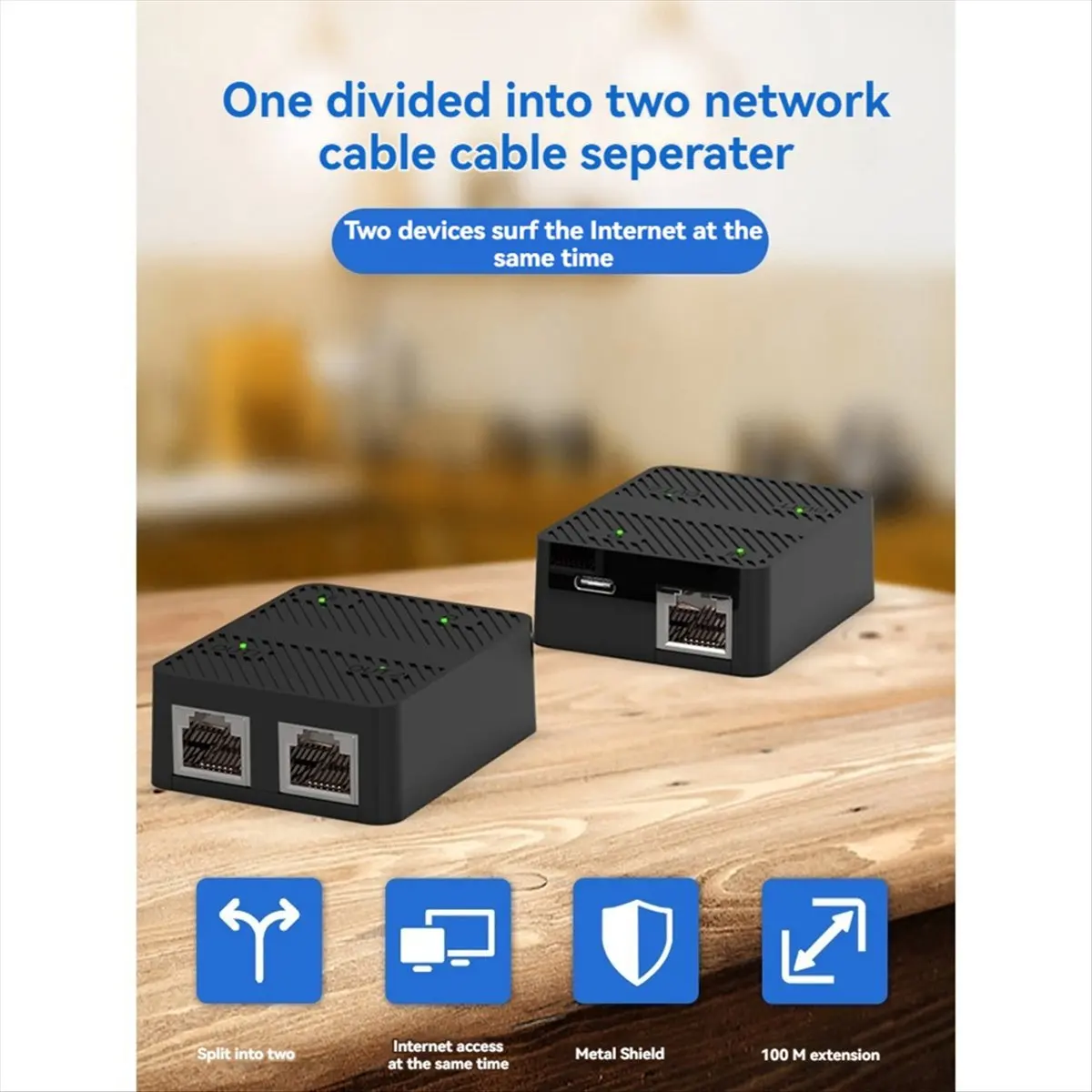 DIGITALBUY 2 Port Gigabit Network Switch RJ45 Switch Network Splitter Cable Extender 1000mbps Adapter 1 in 2 Out Black