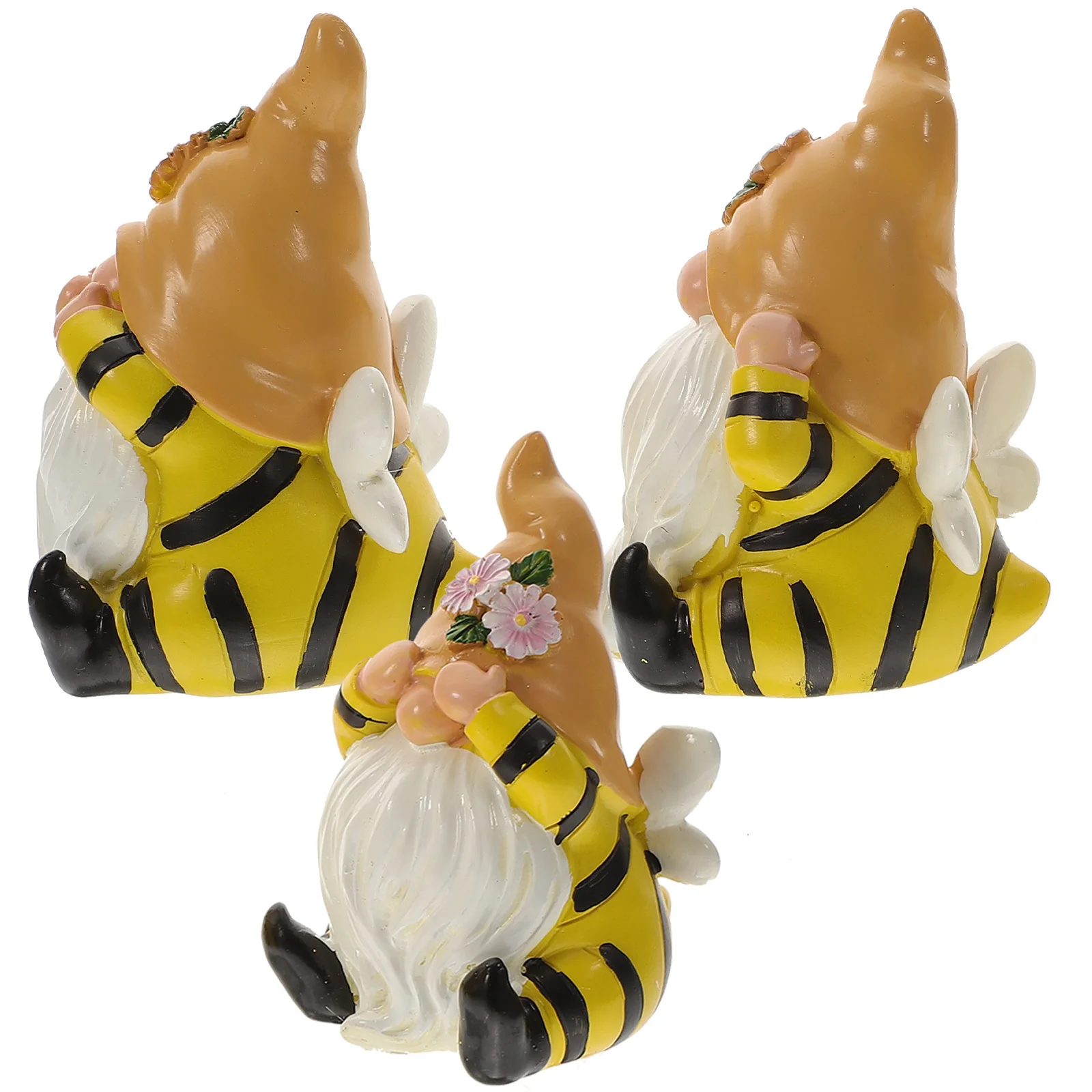 

3Pcs White Beard Garden Gnome Resin Statue Bee Dwarf Fall Outdoor Lawn Holiday Thanksgiving Decor Garden Gnomes Outdoor Funny