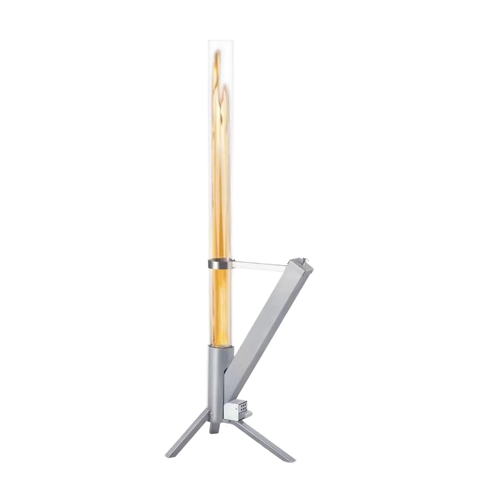 Modern Design Stainless Steel Patio Pellet Heater Rocket Fireplace Fire Tube Column Stove with Torch for Villas