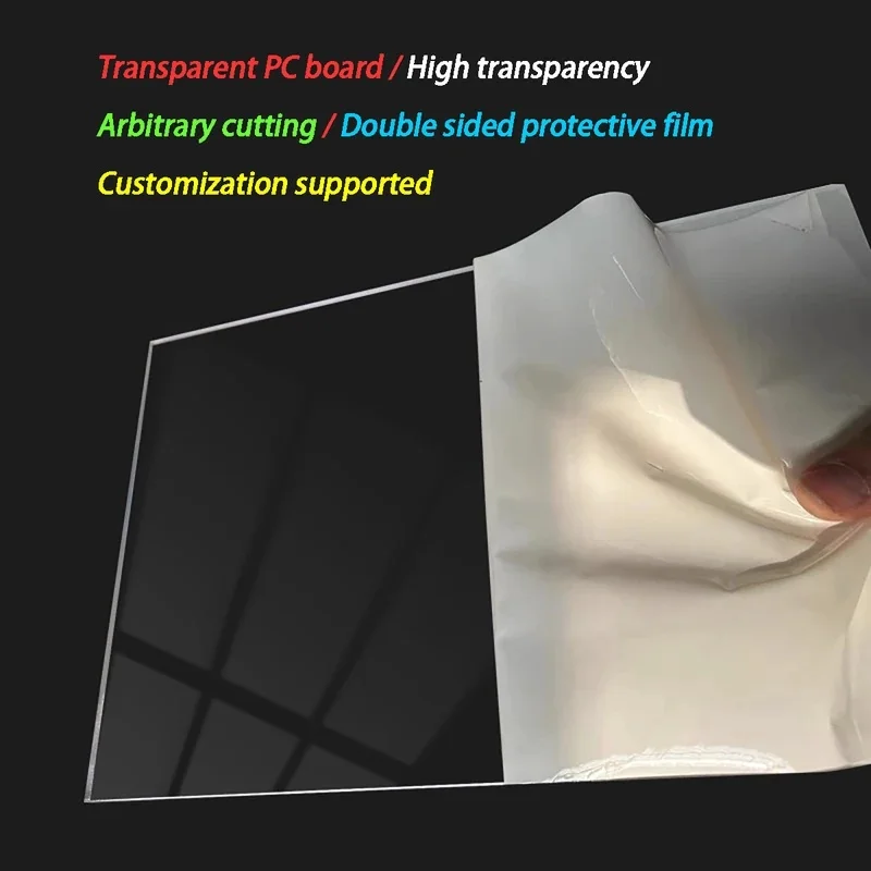 Transparent PC Plastic Sheet 1-10mm Thick Polycarbonate Endurance Board Wear Resistant Panel 100x100-300x400mm