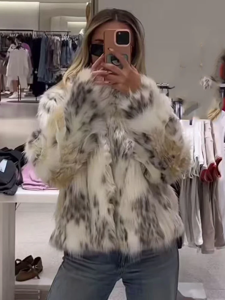 TFMLN Jaket Musim Gugur Musim Dingin Bulu Imitasi untuk Wanita Jaket Tebal Kerah Berdiri Bulu Pendek Mantel Wanita Hangat Bergaya Streetwear