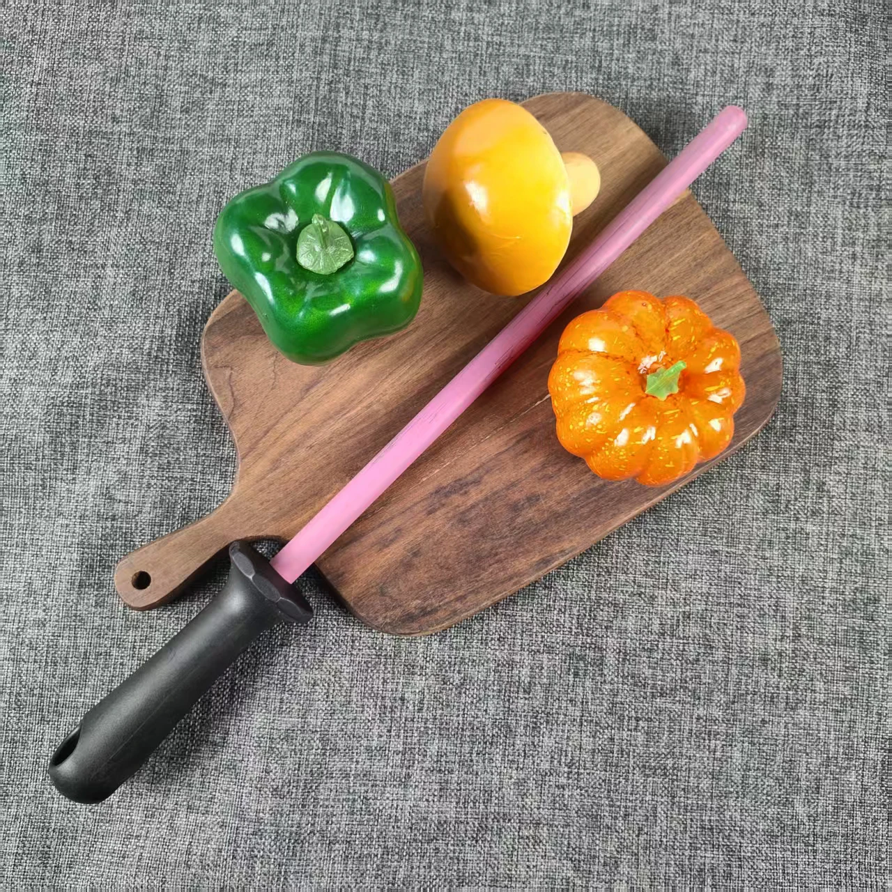 Purple Ceramic Sharpening Steel, Sharpening Rod with Black Handle, High-Quality, Fast-Sharpening & Durable