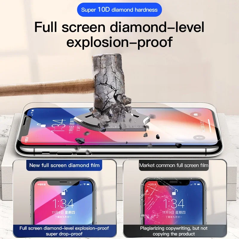 9D زجاج حماية كامل لابل آيفون 6 6S 7 8 Plus واقي للشاشة فيلم آيفون X XS ماكس XR 11 12 13 14 برو ماكس الزجاج