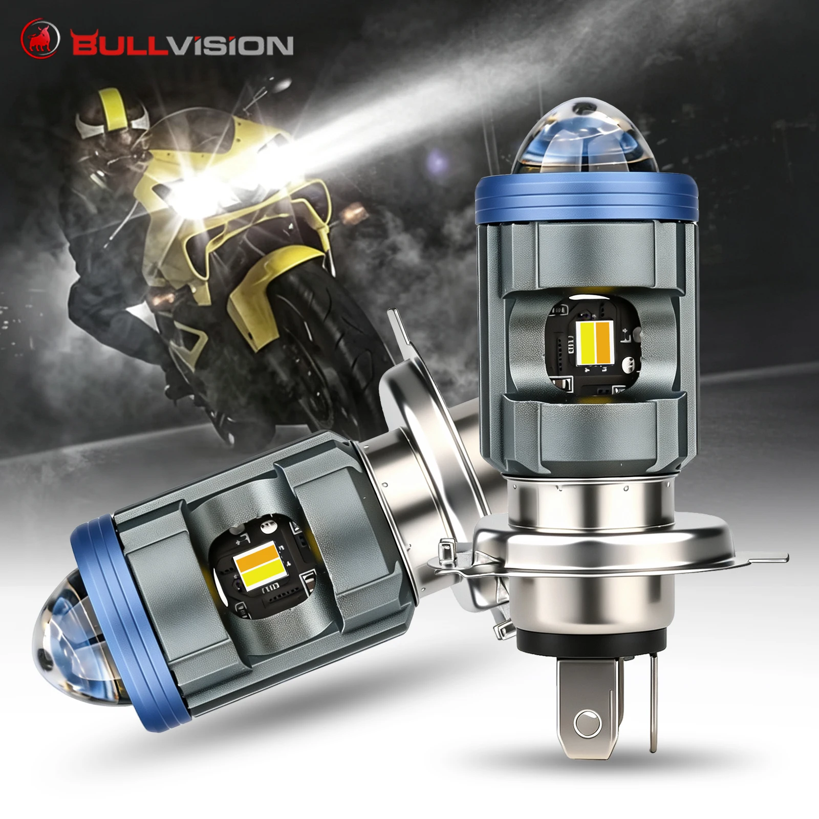 1x H4 LED Motorcycle Headlight Bulbs 12V CSP Lens Led Moto Light Hi Lo Beam Yellow White Lamp Canbus For Yamaha Kawasaki Suzuki