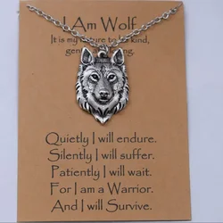 Norse i am wolf Celtics Viking Necklaces For Men/Women Popular Totem Amulet Leather Chain With Card Jewelry Dropshipping