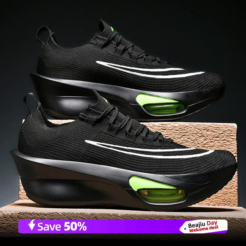 Air Cushion Marathon Carbon Plate Men Sports Running Shoes Breathable Lightweight Women's Comfortable Athletic Nonskid Sneakers