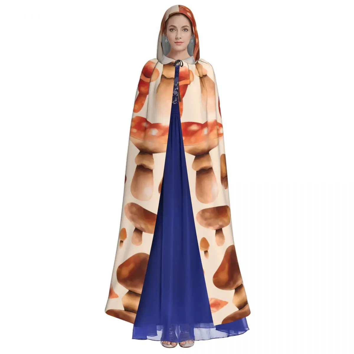 Hand Painted Mushroom Unisex Adult Cloak with Hood Long Witch Costume Cosplay image 2