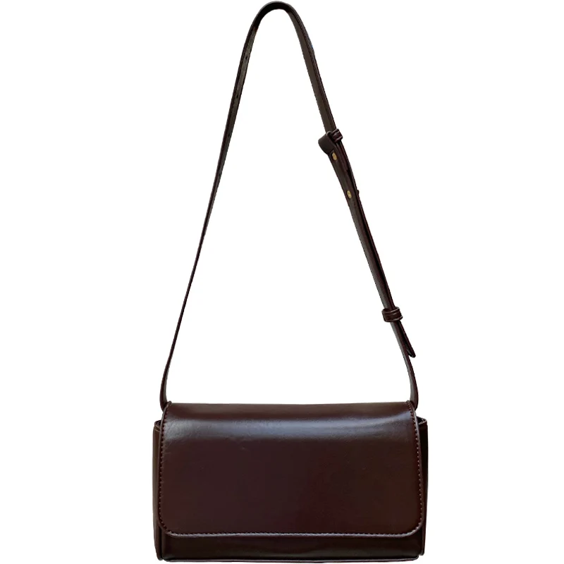 Retro Versatile Korean Sle Early Autumn Oil Wax Leather Crossbody Small Square Bag Casual Underarm Women\'s Bag