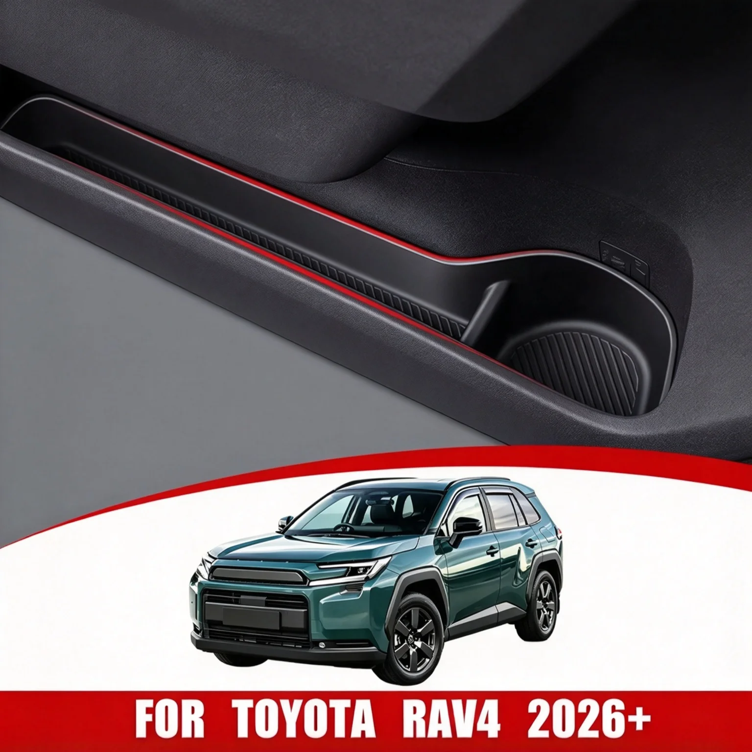 For Toyota NEW RAV4 2026+ Car Door Pocket Storage Box TPE Material Front Rear Door Storage Box Pad Car Accessories