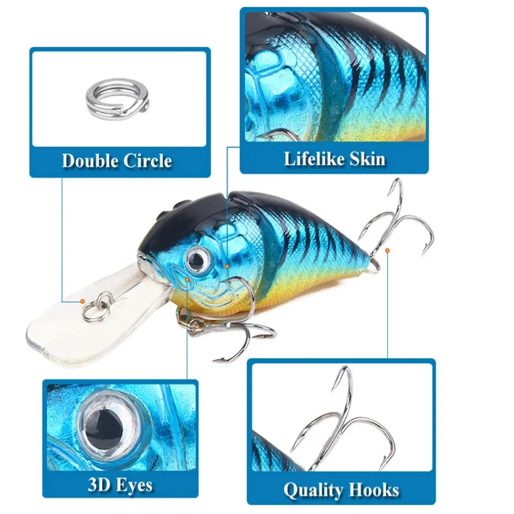 DHYJSFDC 1PC Crankbait 14.2g 8.5cm Swim Crank Hard Bait For Bass Pike Fishing Lure Fishing Wobblers Tackle Pesca 3D Eyes