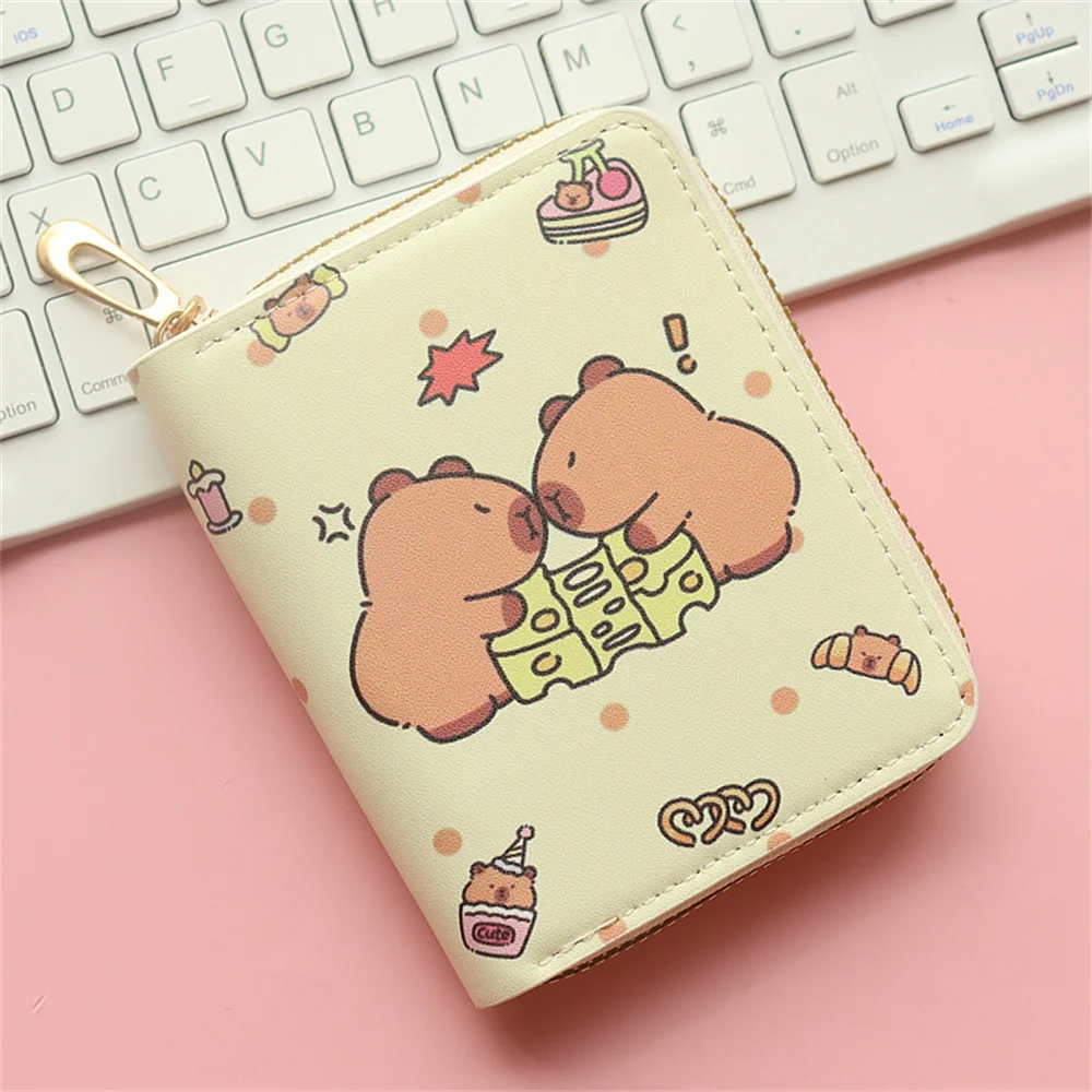 Nowa portmonetka na monety Cute Cartoon Capybara Money Coin Purse PU Leather Zipper Credit Card Holoder INS Style Card Wallets for Girls Students Gift