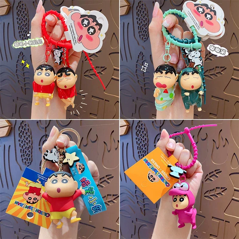 Nieuwe Cartoon Shin Chan Figuur Anime Sleutelhanger Speelgoed Anime Kawaii Meisjes Jongens Pop Rugzak Auto Hanger Verjaardagscadeaus Groothandel