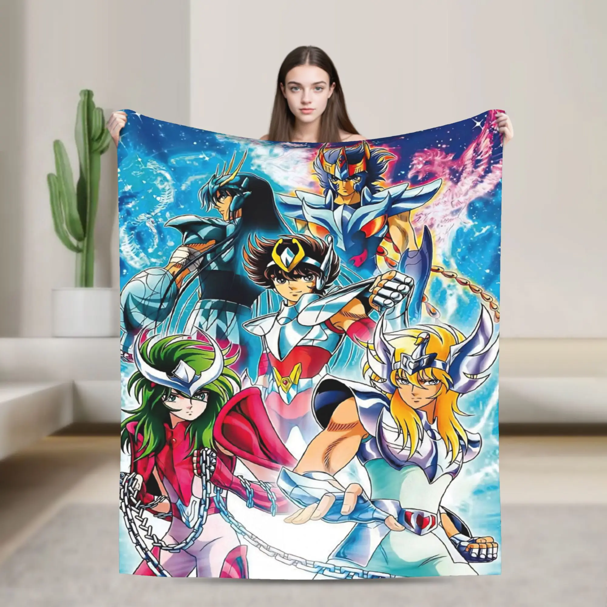 Saint Seiya Gold Saint Blankets Quality Soft Warm  Throw Blanket Winter Picnic Living Room Pattern Bedspread
