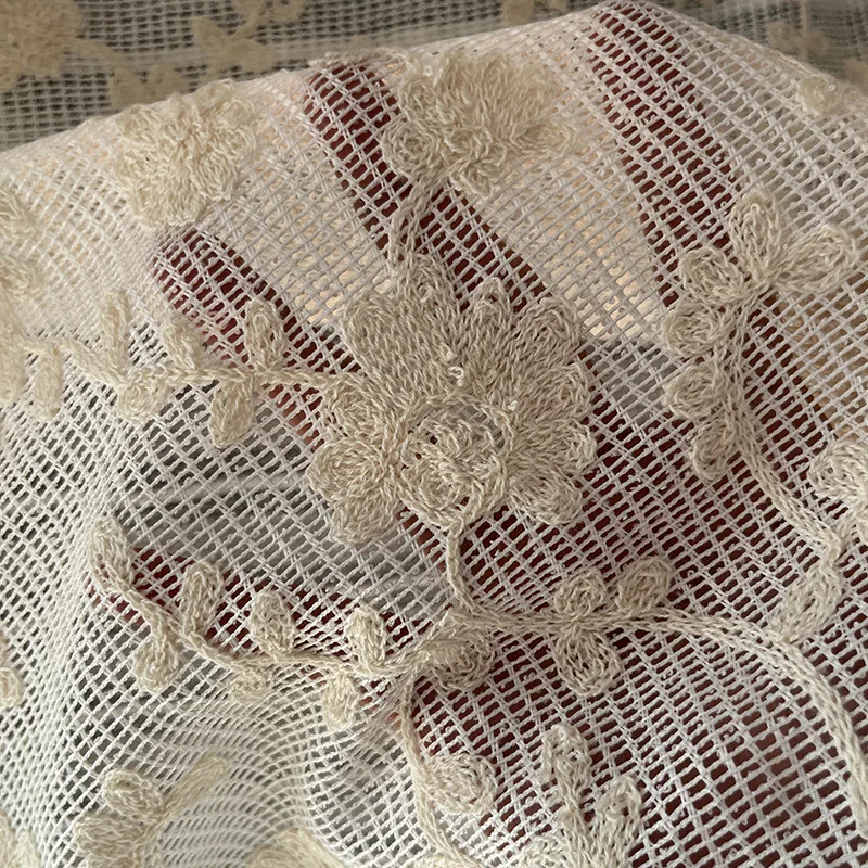 Tela de encaje de alta calidad con bordado de flores, tela de malla, tela de diseñador, tela para coser vestidos, vestidos de novia, tela de alta gama.