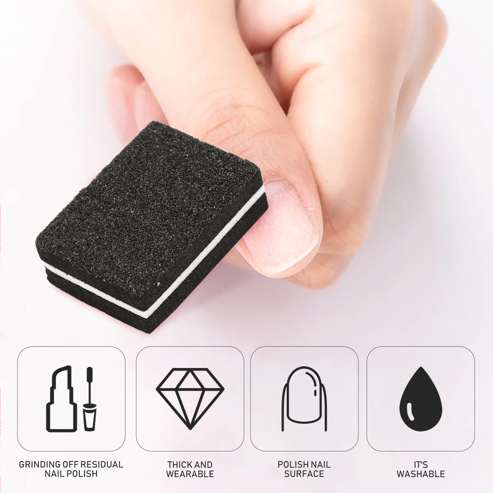 

50pcs Mini Sponge Nail File Portable Manicure Polishing Buffer Block for Acrylic False Nails Home Salon Use