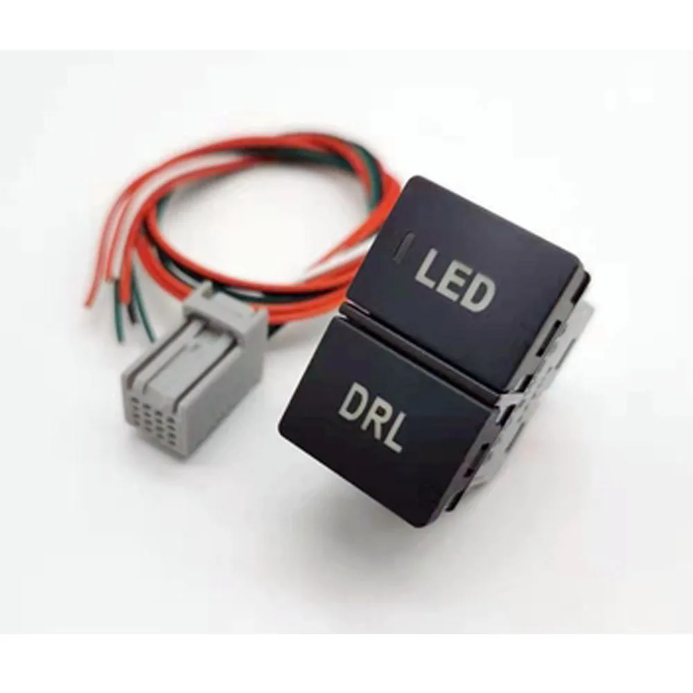 Car Green LED Dual Switch Fog Lights Radar Power Supply Headlight Switch Button With Wire for Honda 3