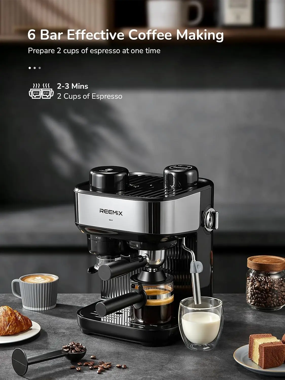 6 Bar Espresso Machine with Built-in Conical Burr Grinder