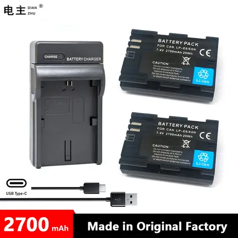 LP-E6 LPE6 LPE6N LP E6 E6N Battery Charger For Canon EOS 5DS R 5D Mark II III IV 5D2 5D3 5D4 6D 60Da 7D 7D2 70D 80D 90D R5 R6