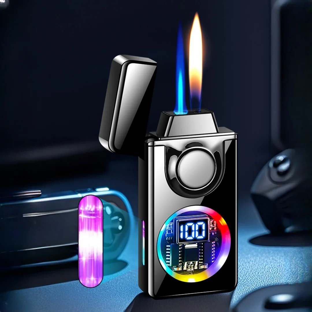 

Acoustic Double Flame Butane Lighters Induction Ignition Electric Windproof Personalized Metal Inflatable Lighter Gift Wholesale