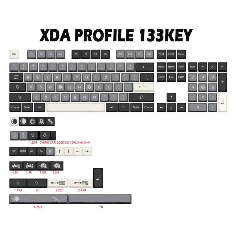 31BA 133PCS PBT Keycaps XDA Keycap for Mechanical Keyboard Dye Subbed