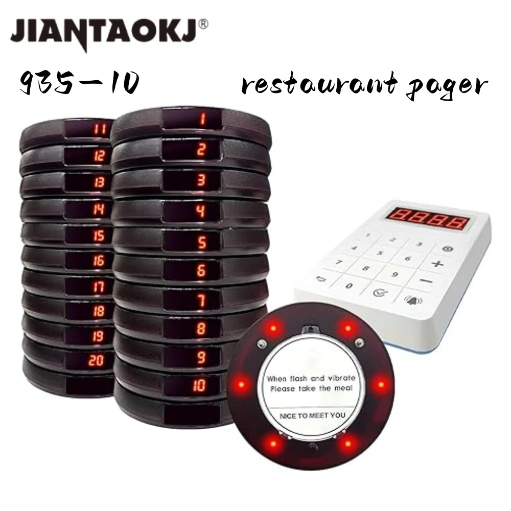 Wireless Guest Call Beeper Pager 10 Pagers Restaurant Coaster Queuing System for Queue Management in Hotels And Hospitals