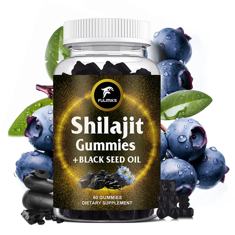 Gomitas puras de suplemento Shilajit con aceite de semilla negra, pura de alta potencia, energía inmune, apoya la función cognitiva