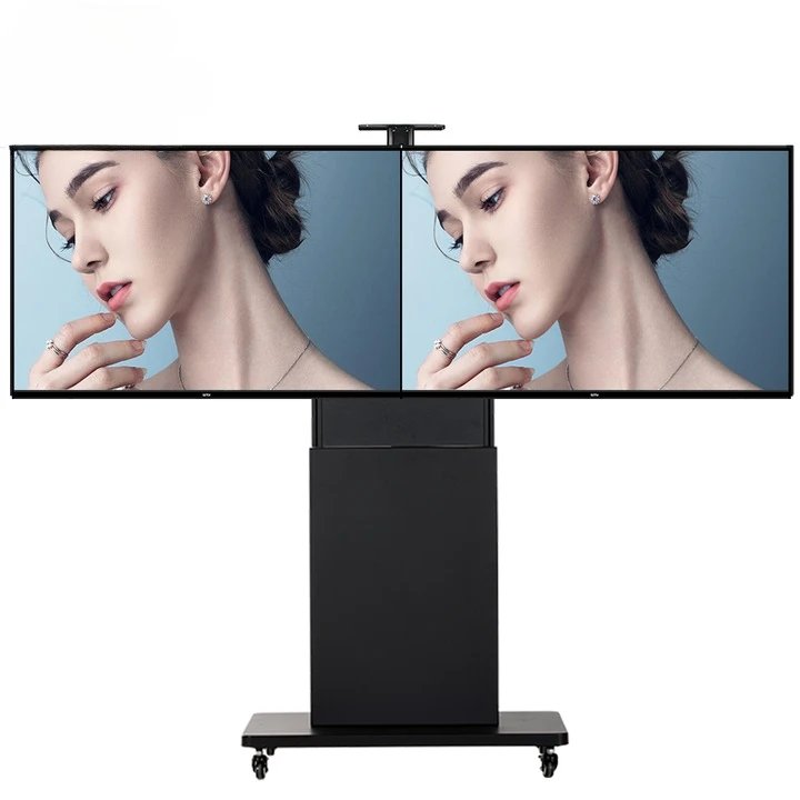 

Beautiful TV dual-screen mobile bracket, video conference cart multimedia hanger