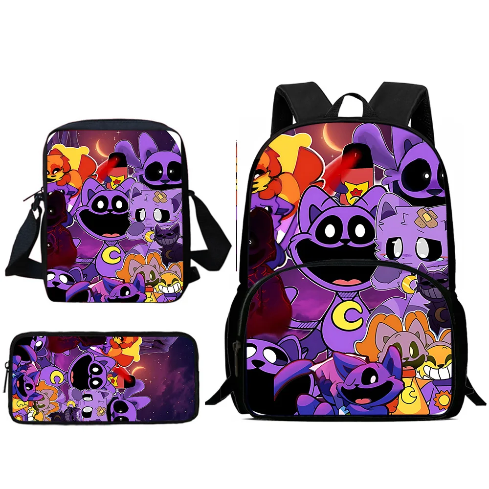 3Pcs Set Smilings Critters Child Backpacks Shoulder Bag Pencil Case Pupil Large Capacity School Bags for Boys Girls Best Gift