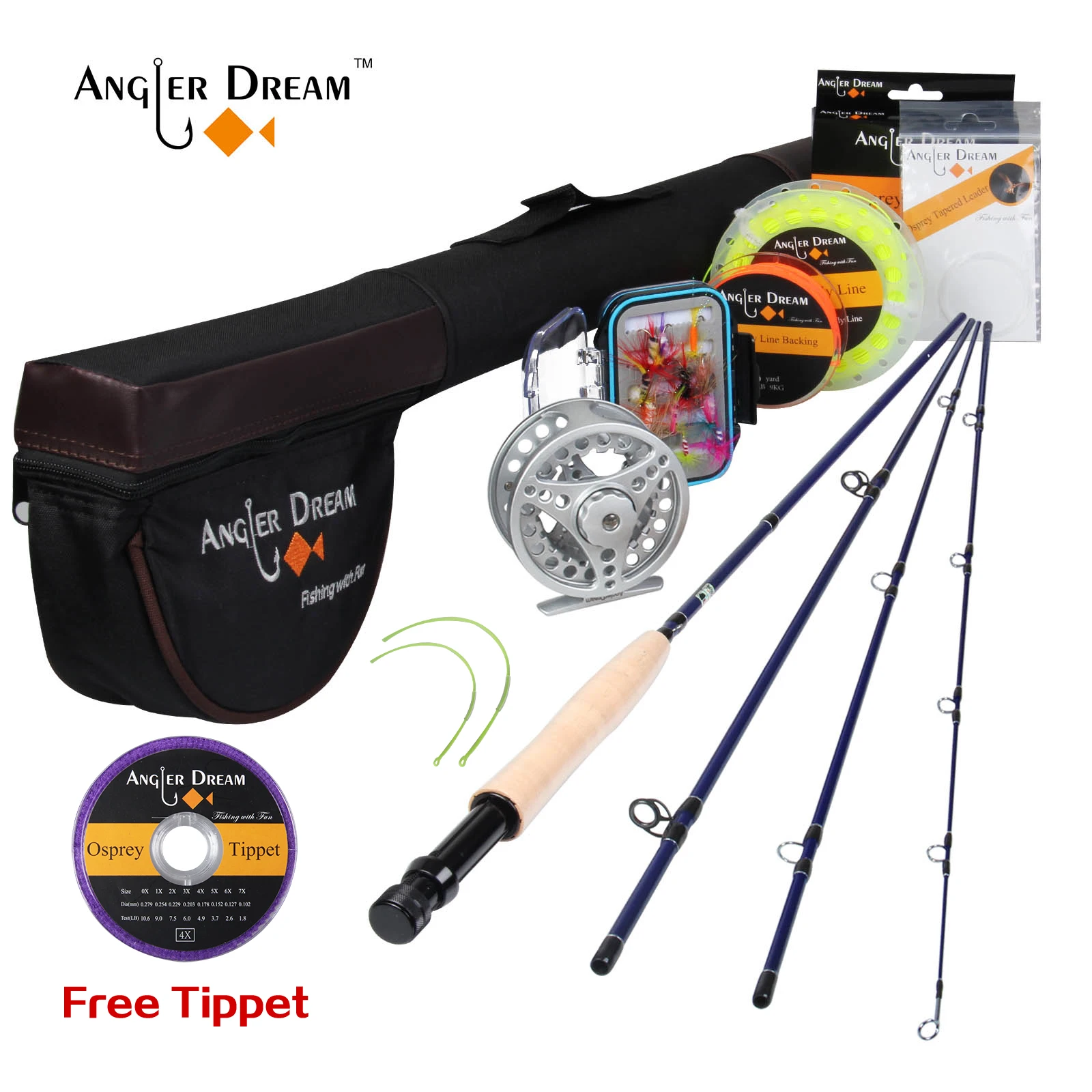 

Angler Dream Fly Fishing Rod and Silver Reel Combo Set 3/4 5/6 7/8 WT Rod Combo with Fly Line Fly Lures Full Kit with Bag