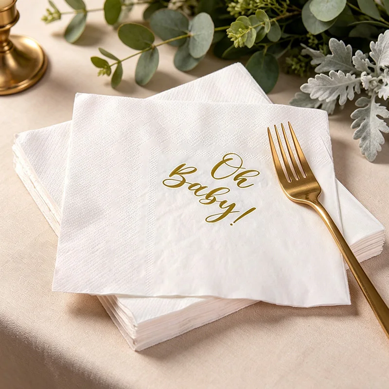 20Pcs Oh Baby Disposable Paper Napkins Suitable for Baby Shower, Parties, Birthdays, Gender Reveal Table Decoration Supplies