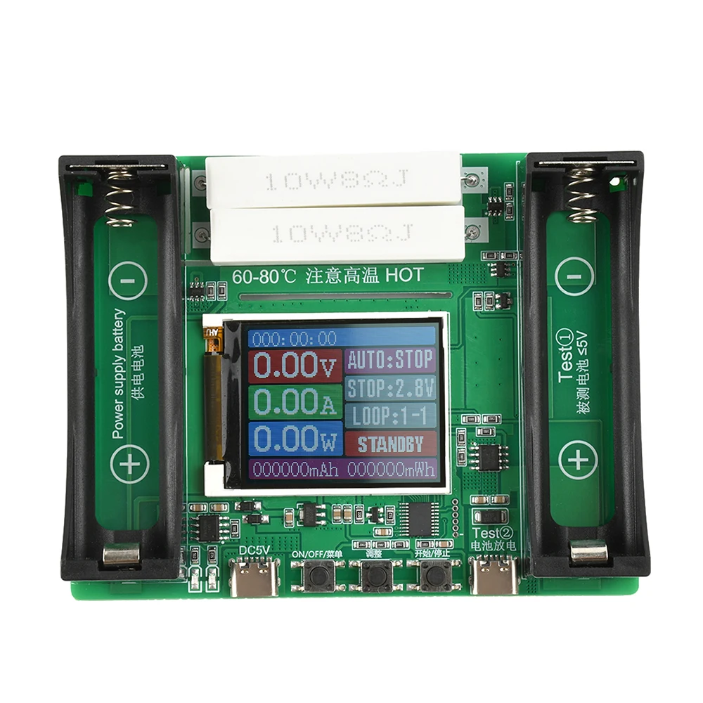 18650 21700 Lithium Battery Capacity Tester Internal Resistance Tester Module Battery Power Detector Module Type-C