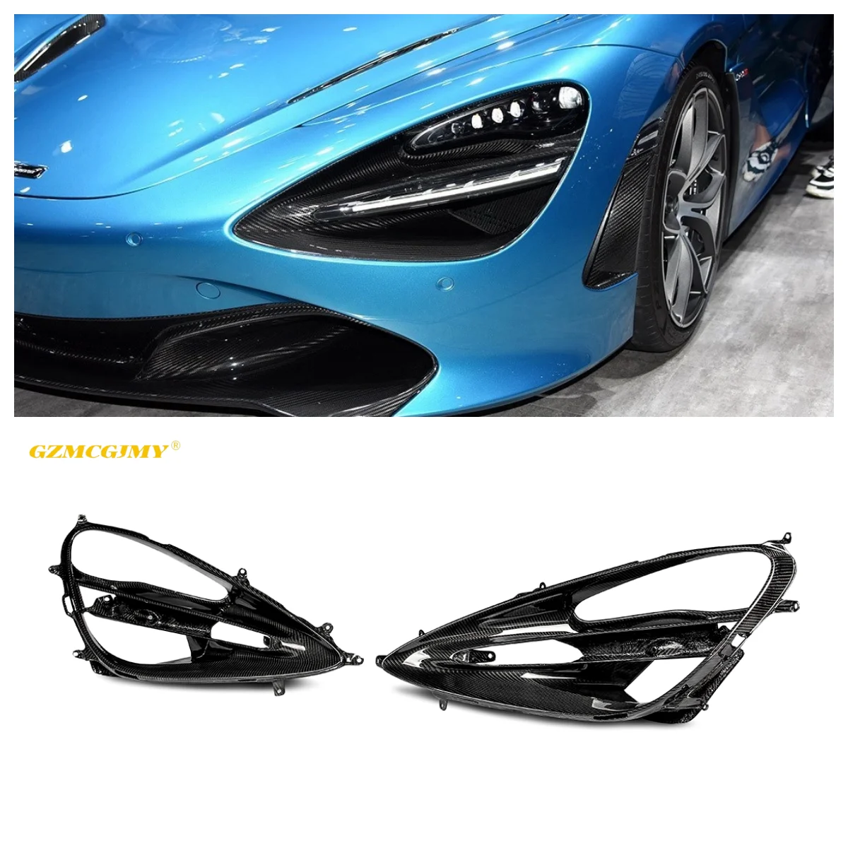 

Hot Sale Automotive Dry Carbon Material Replacement Lampshade Suitable for McLaren 720S OEM Style Carbon Fiber Lampshade