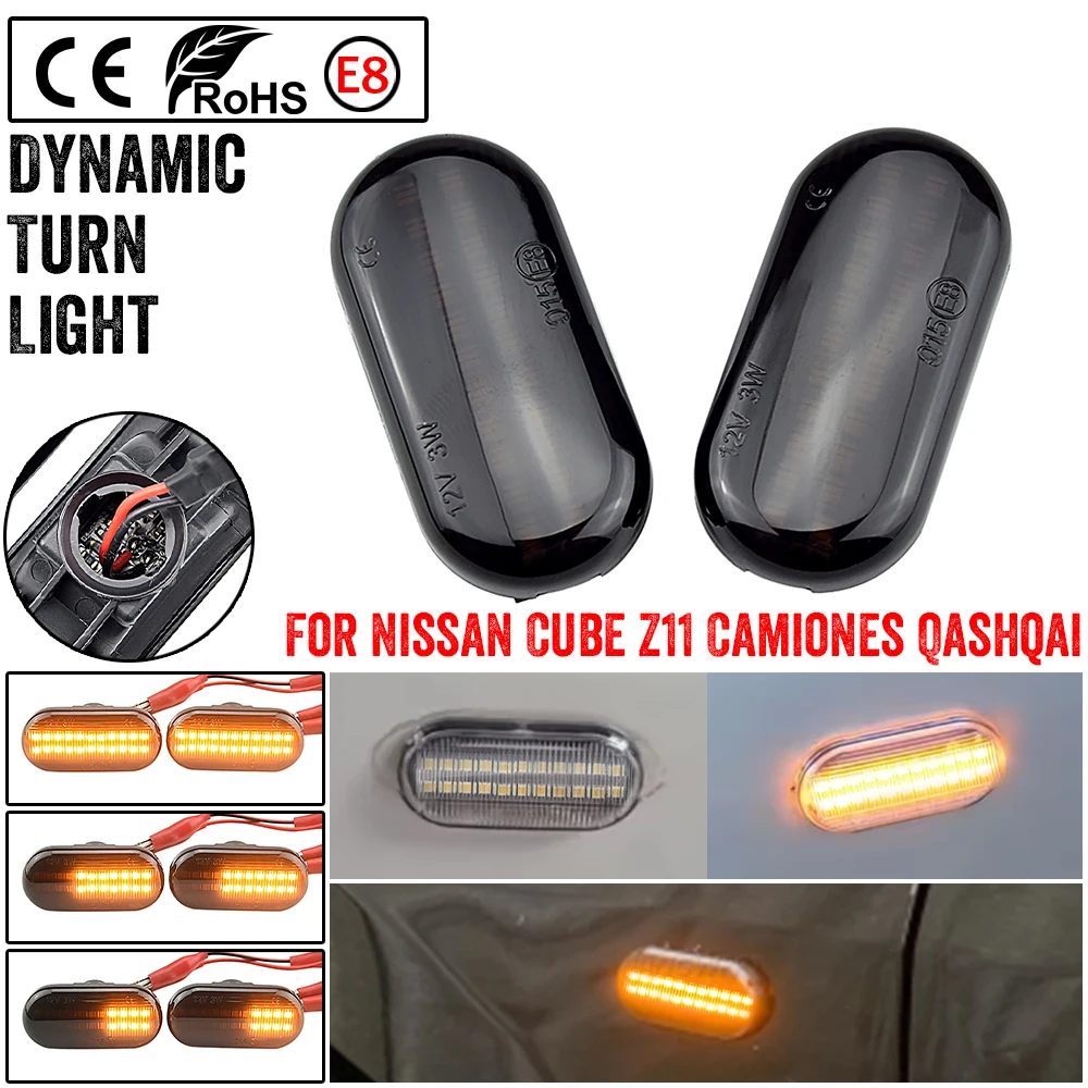 

Car Dynamic Side Marker LED Turn Signal Light For Nissan Cube Z11 Tiida C11 Note E11 NE11 Micra K12 NP300 Navara D40 Qashqai J10
