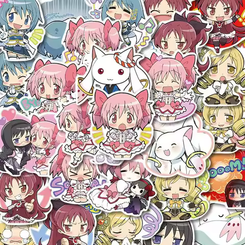 48pcs Kawaii Anime Puella Magi Madoka Magica Stickers Kaname Madoka Akemi Homura Decals for Laptop Phone Cartoon sticker Girl