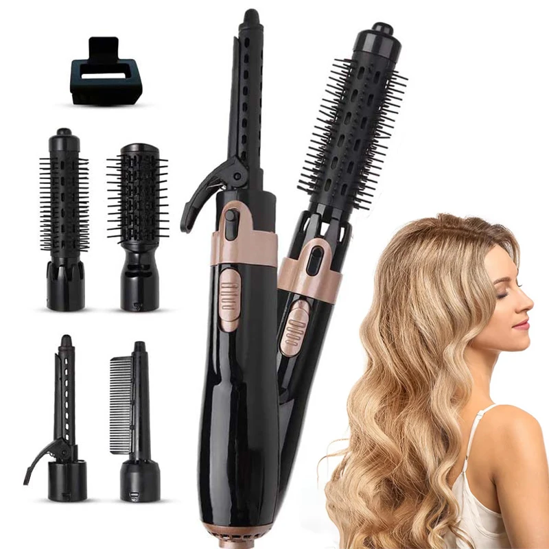 

4 In 1 Multifunction Hot Air Brush Negative Ion Electric Straight-roll Hair Dryer Styler Hair Straightener Curler Comb