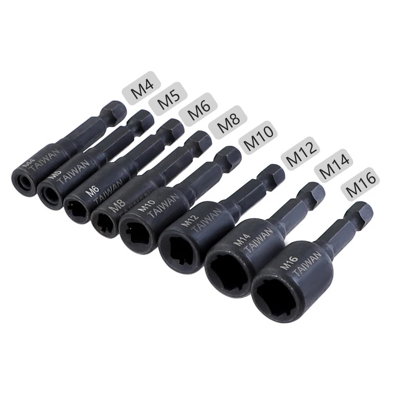 1pc M4-M14 Taps and Dies Adapter 1/4 Hex Shank to M4 M5 M6 M8 M10 M12 M14 Tap Sockets Connection For Power Tool