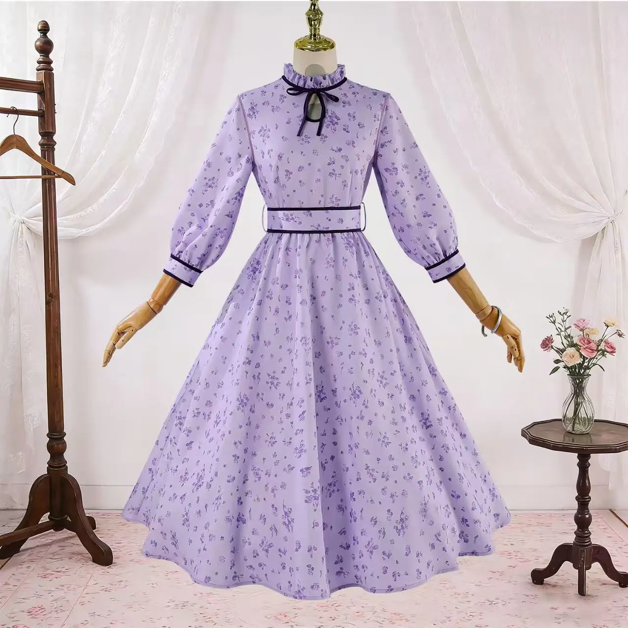 

Fern Cosplay Outfit Frieren Season 2 Purple Floral Dress Cosplay Costume