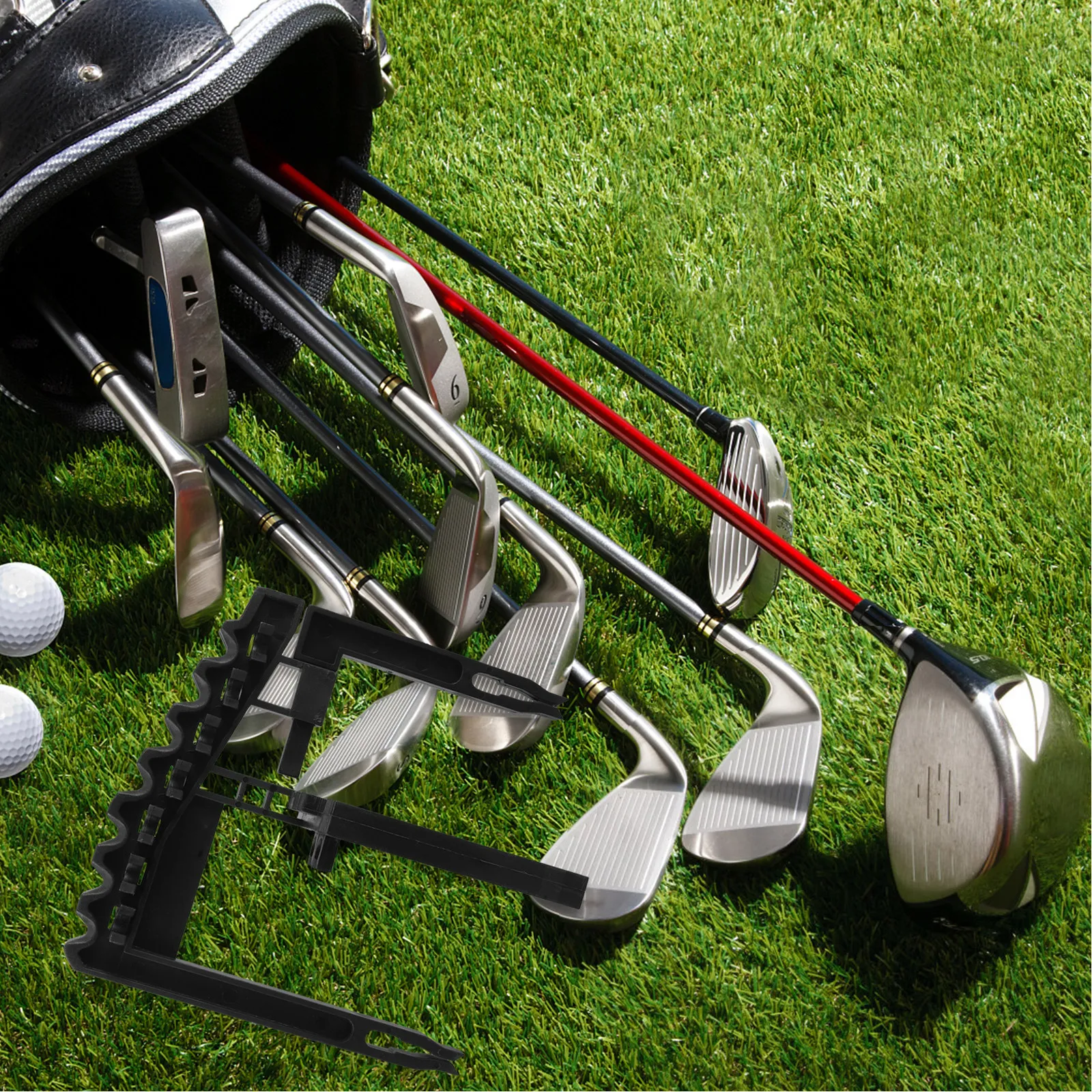 

Golf Club Stand Holder for Irons Lightweight Plastic Golf Bag Attachment Putter Organizer Travel Friendly Club Storage Rack