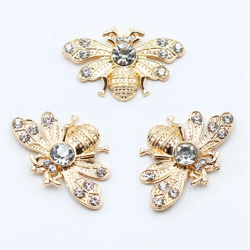 New 10 21 * 32mm creative cute insects shiny rhinestone button gift box decoration DIY alloy jewelry accessories