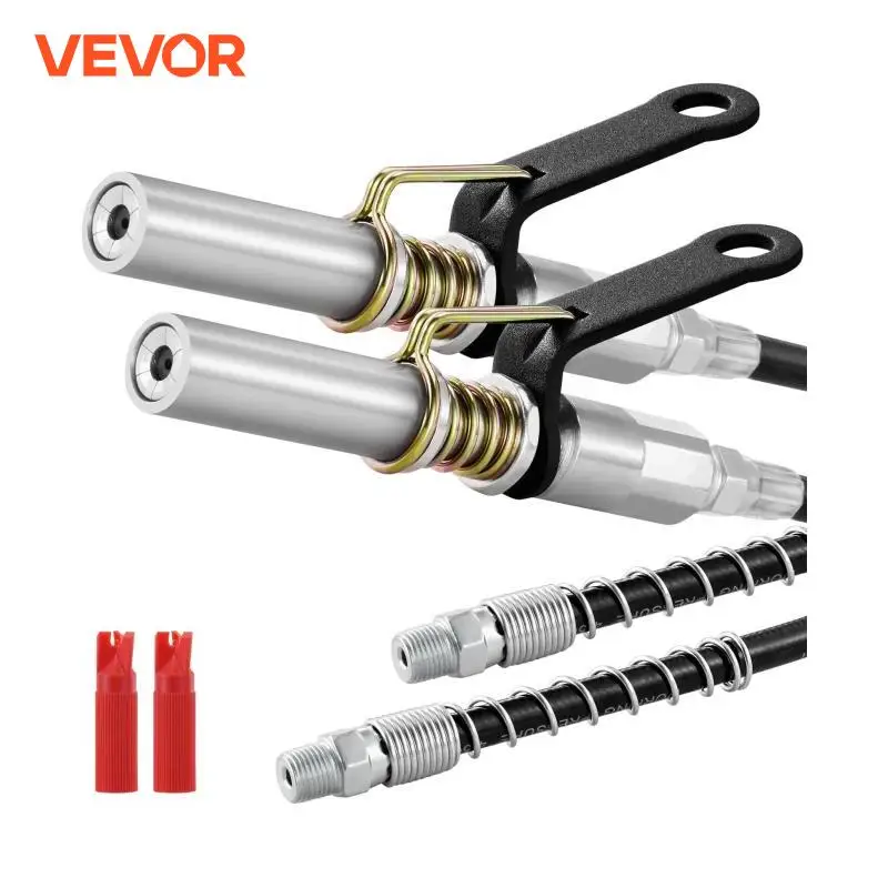 VEVOR 2 PCS Grease Gun Coupler 10000PSI 6-Jaw Locking Oil Nozzle Tip with Hose Cleaner 1/8