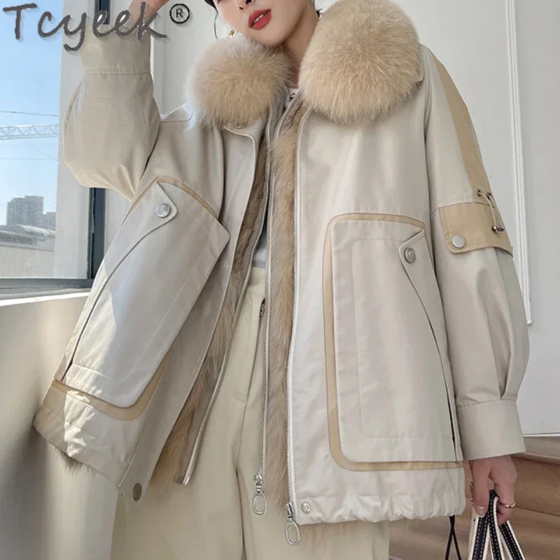 

Tcyeek Real Fox Fur Collar Winter Coat Female Detachable Fox Fur Liner Fur Coat Women Clothes Parka Trenchcoat Casaco Pele