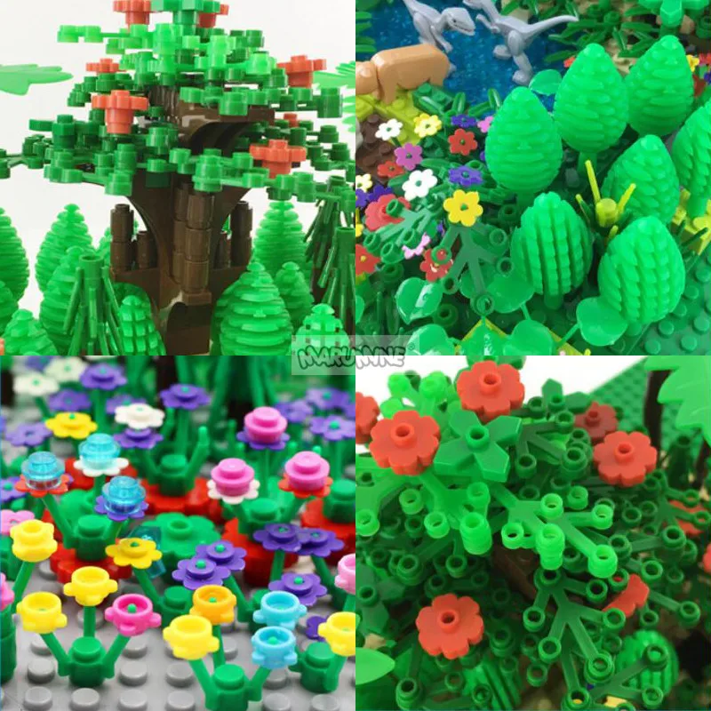 MARUMINE Tree Plant Accessories Garden Parts Building Blocks Flower Green Grass Bush Leaf Jungle DIY MOC Idea Bricks 6064 2471