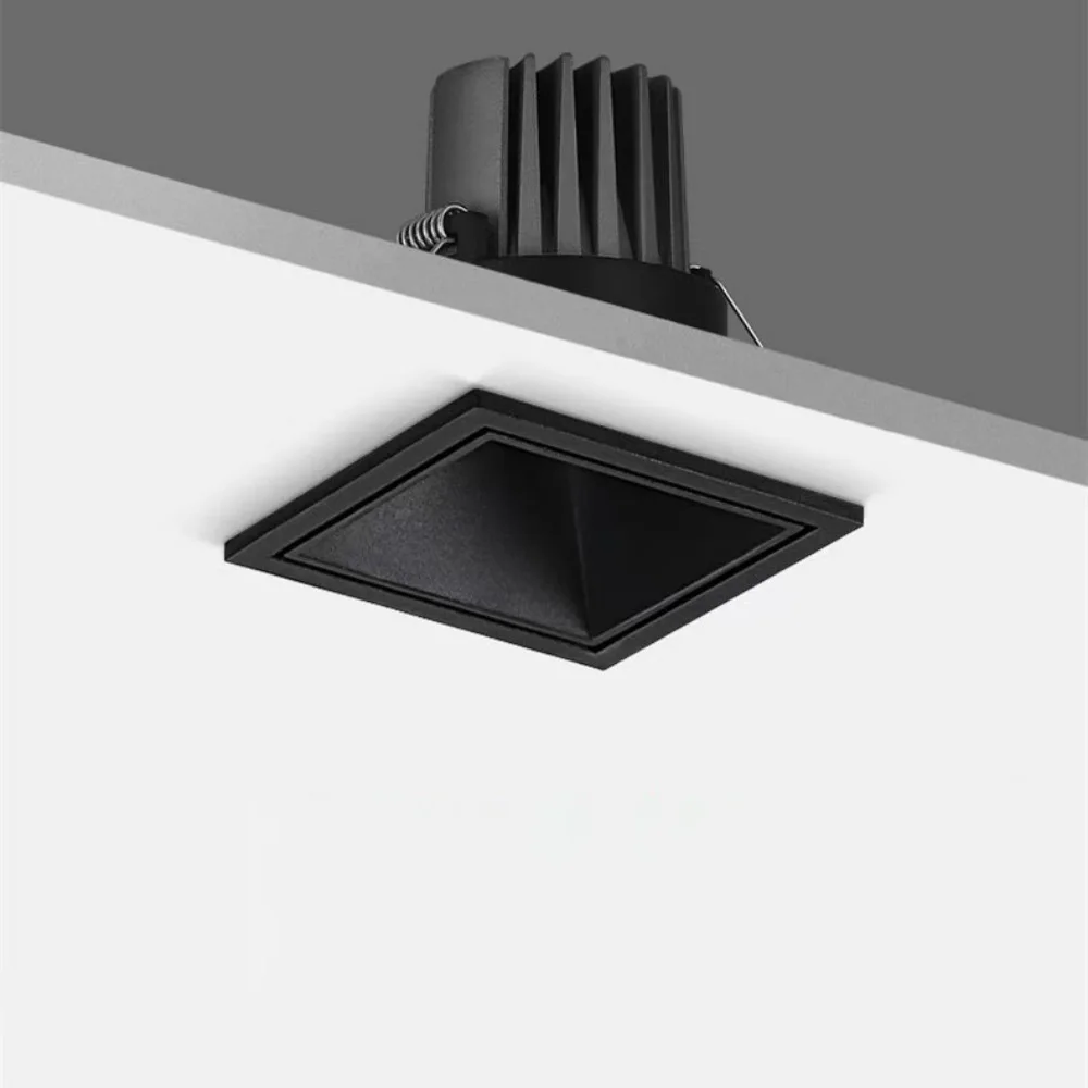 Embedded square grid spotlight LED household ceiling light, living room bedroom anti glare decorative lighting