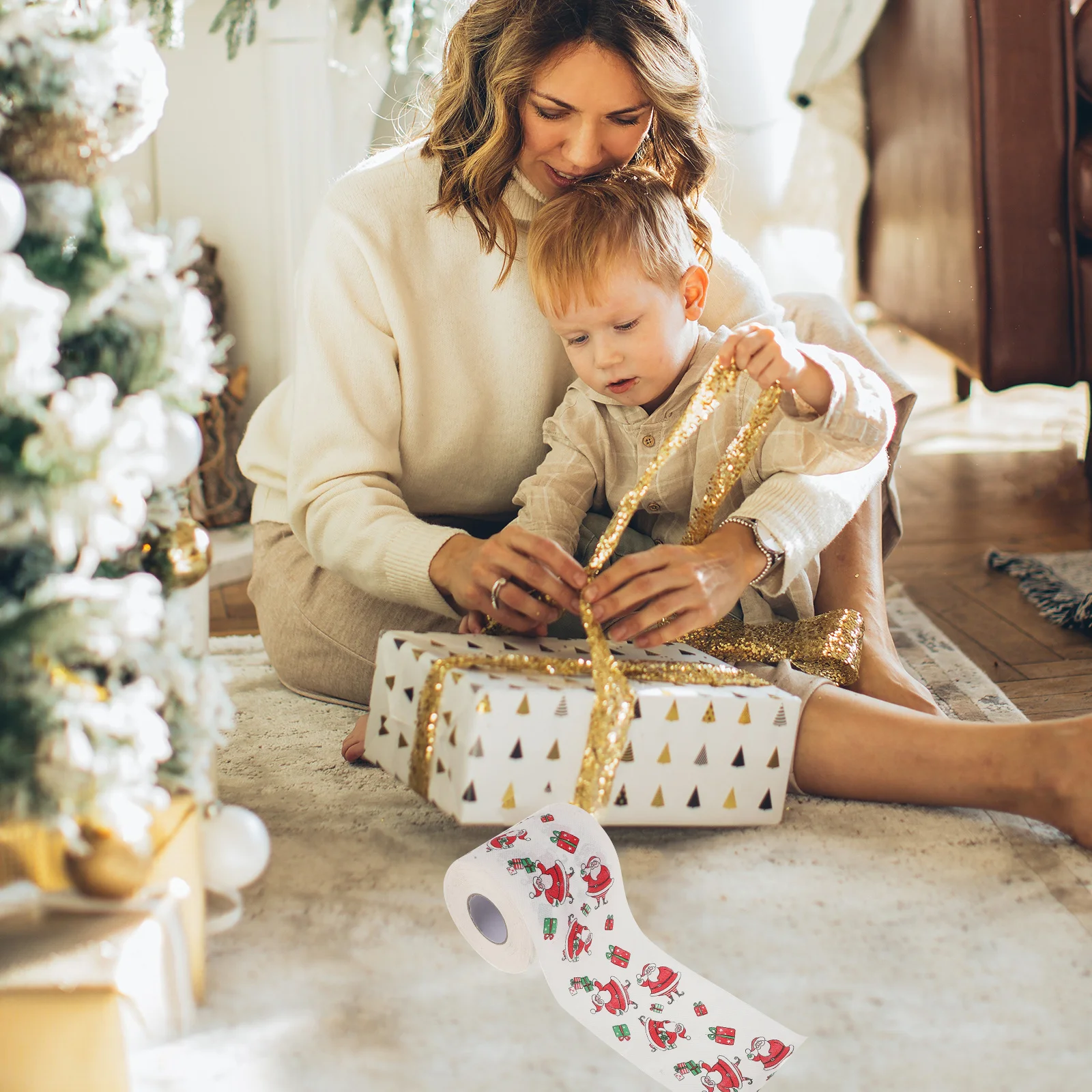 

Merry Christmas Toilet Paper Napkin Santa Claus Holiday Xmas Party Bathroom Decor Novelty Festive Prints Toilet Paper Christmas