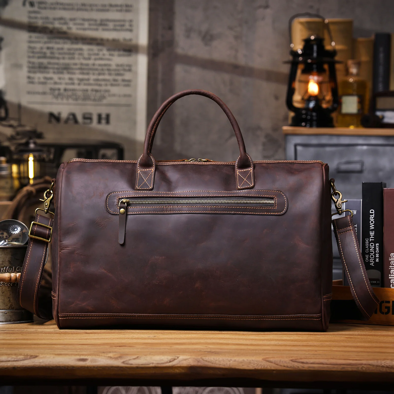 S.WORKER Premium Echtleder Business-Handtasche Vintage Herren Vollnarbenleder-Aktentasche für Geschäftsarbeit 16" Laptop-Tasche – Detail 25