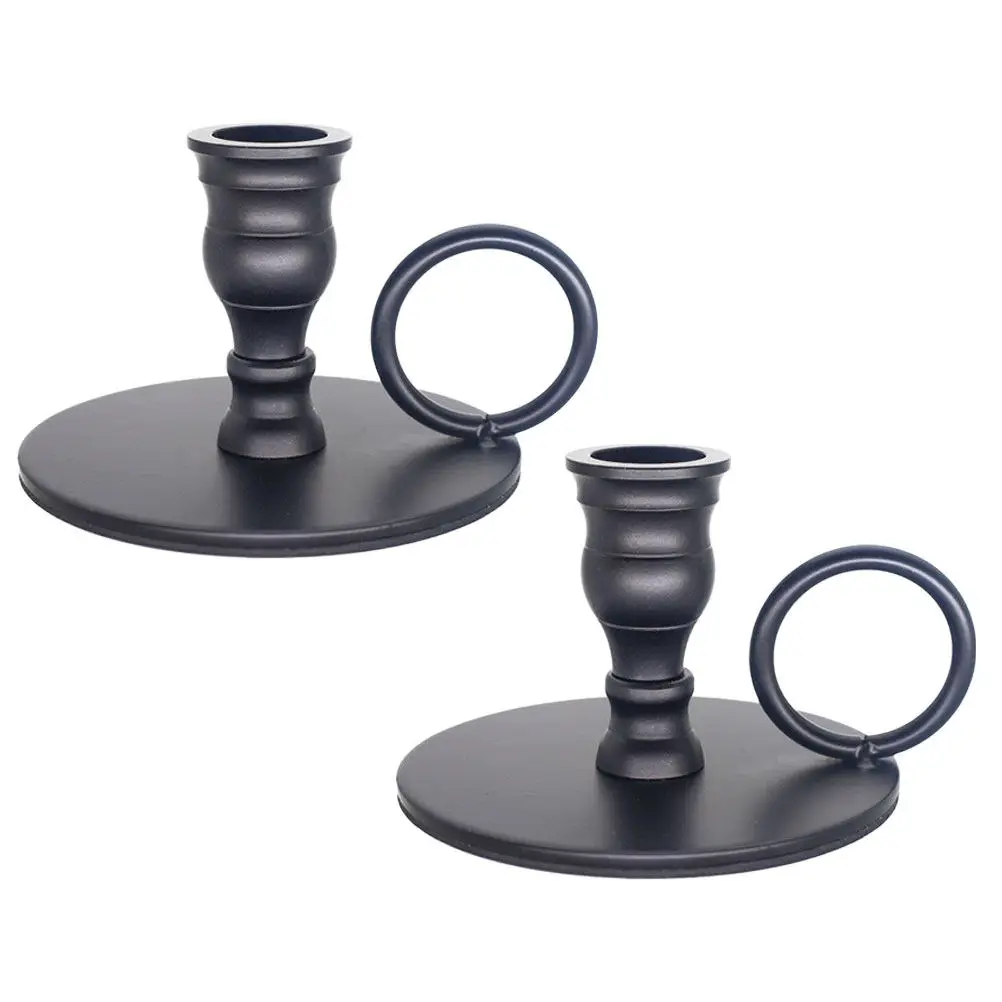 2Pcs Retro Iron Holder Set Vintage Taper Candlestick Holders for Table Centerpiece Home Bar Restaurant Decor Desktop
