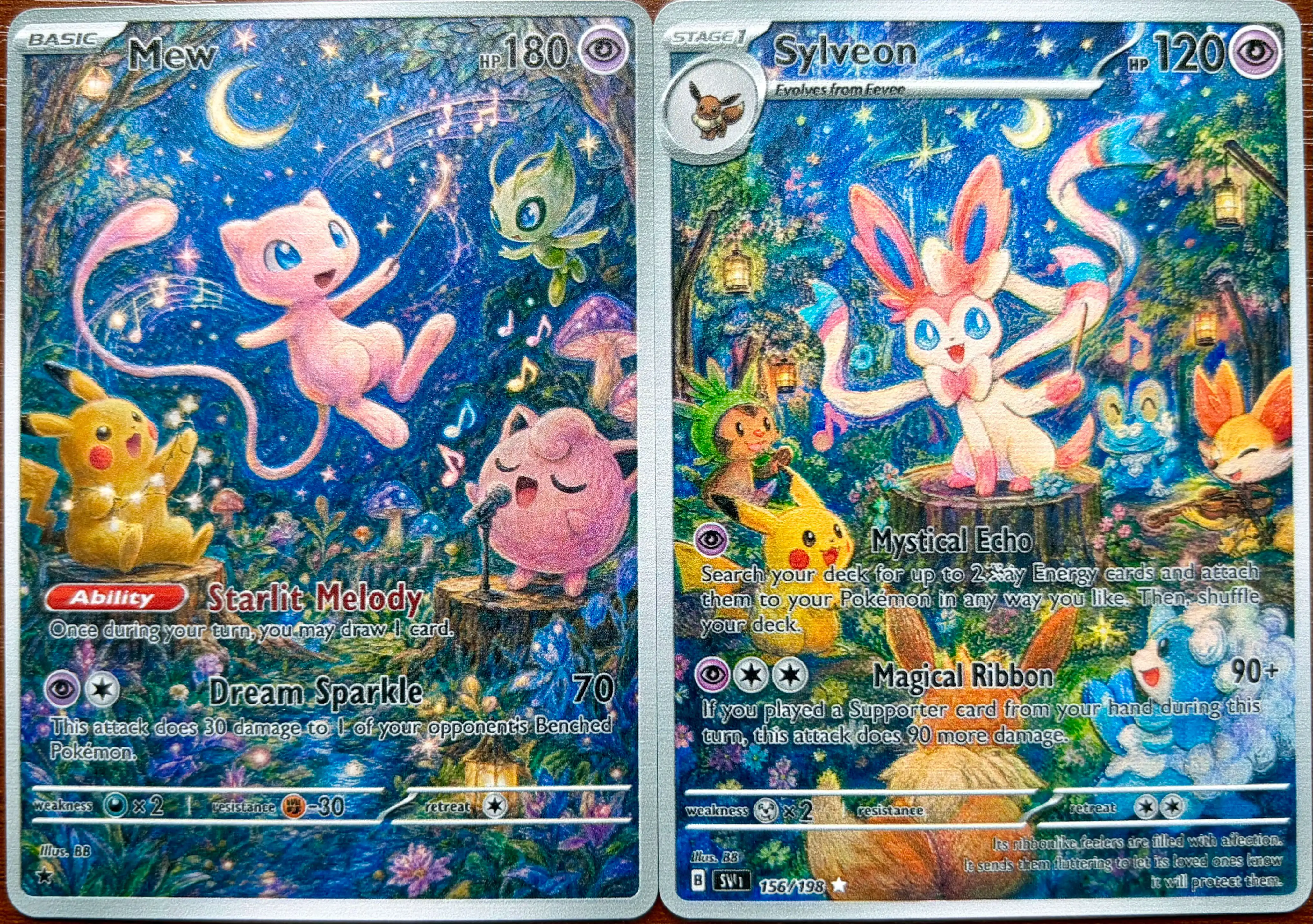 PTCG Cards Crayon Set Holo Rare Cards Sylveon Jigglypuff Mew Squirtle Mimikyu PTCG Cards Gift Collection PKM DIY Gift
